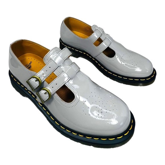 Dr Martens 8065 Patent Leather Mary Jane Women's Size 11 Grey Lucido - Picture 1 of 16
